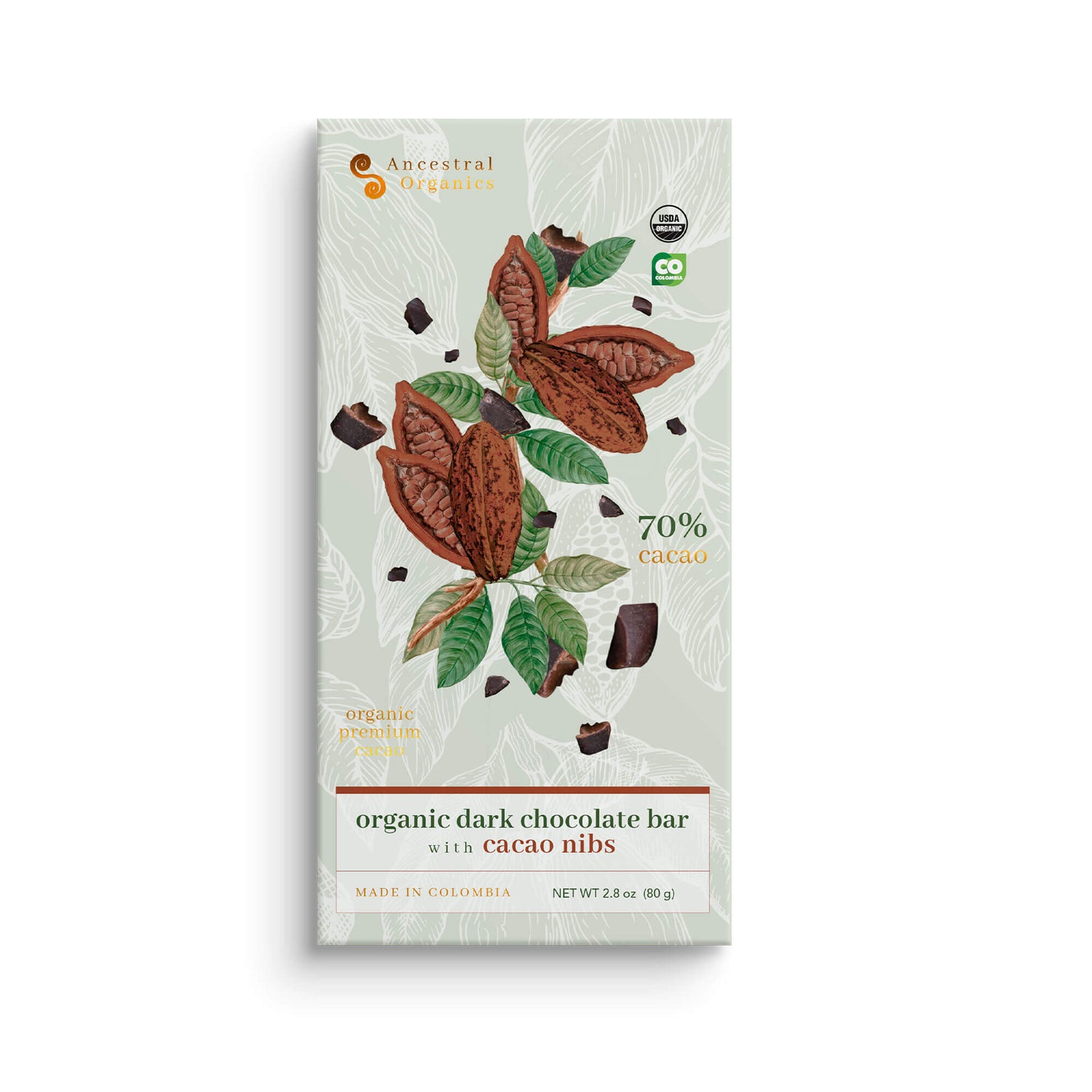 Organic Dark Chocolate Bar with Cacao Nibs